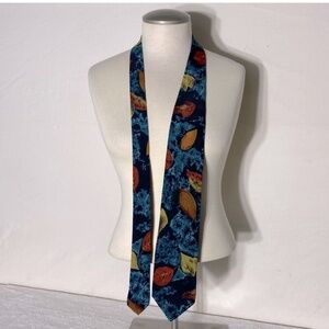 Vintage Boss Hugo Boss Leaf Print Silk Tie